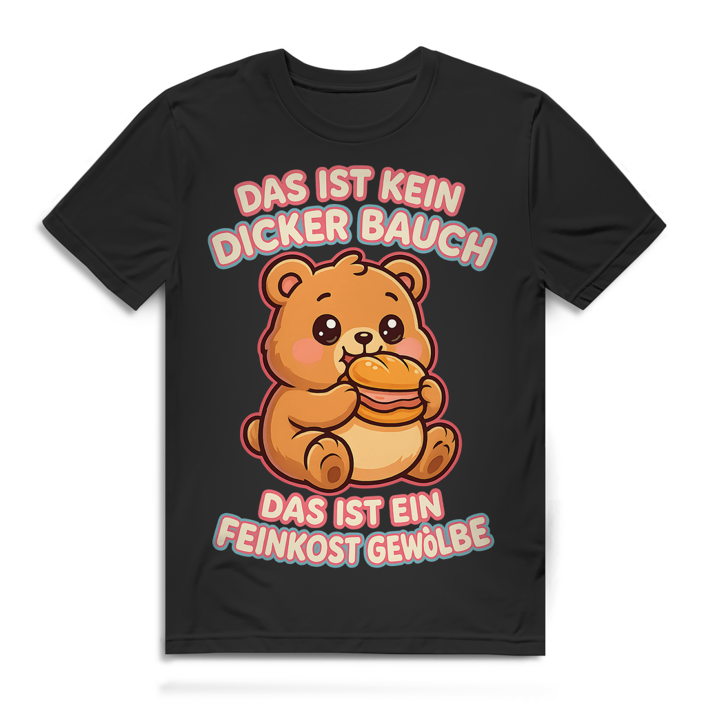 Herren Premium Bio T-Shirt Das Ist Kein Dicker Bauch Das Ist Ein Feinkost Gewölbe Teddybär Black