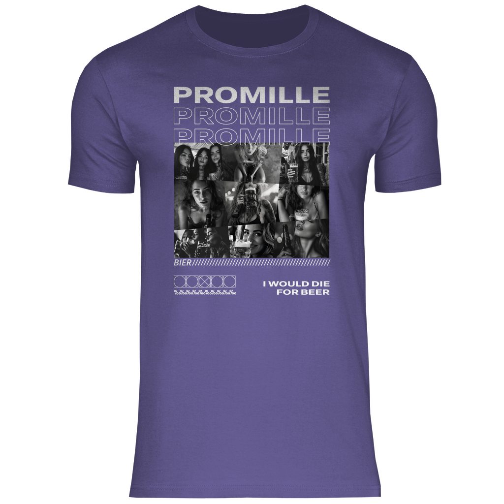 Promille Bier i would die for beer - Herren Shirt Millennial Lilac