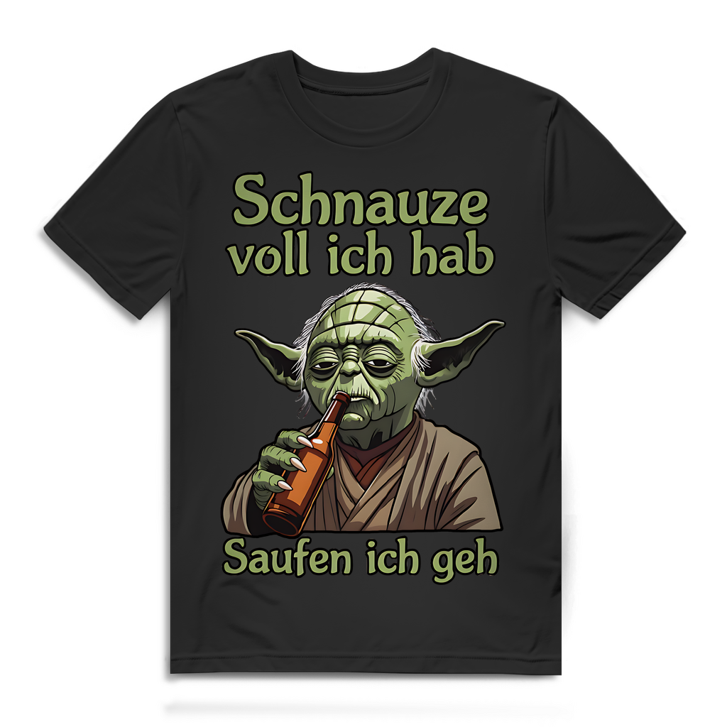 Herren Premium Bio T-Shirt Yoda Schnauze Voll Ich Hab Saufen Ich Geh Black