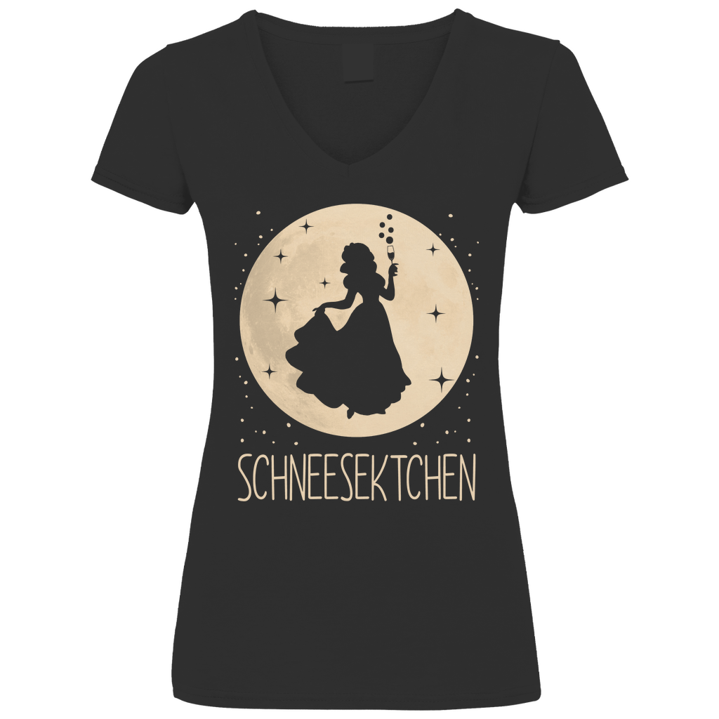 Mond Prinzessin - Schneesektchen - V-Neck Damenshirt