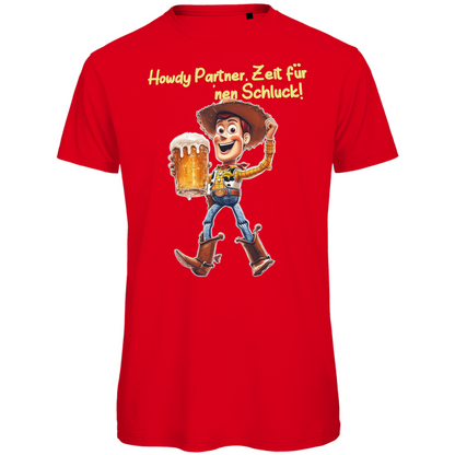 Howdy Partner Zeit für nen Schluck - Woody Toy Story - Herren Premium Bio T-Shirt Red