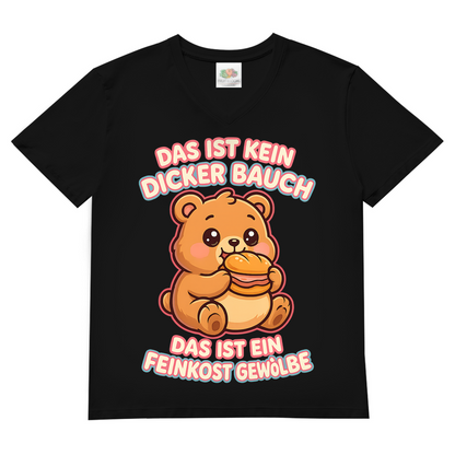 Herren V-Neck T-Shirt Das Ist Kein Dicker Bauch Das Ist Ein Feinkost Gewölbe Teddybär Black