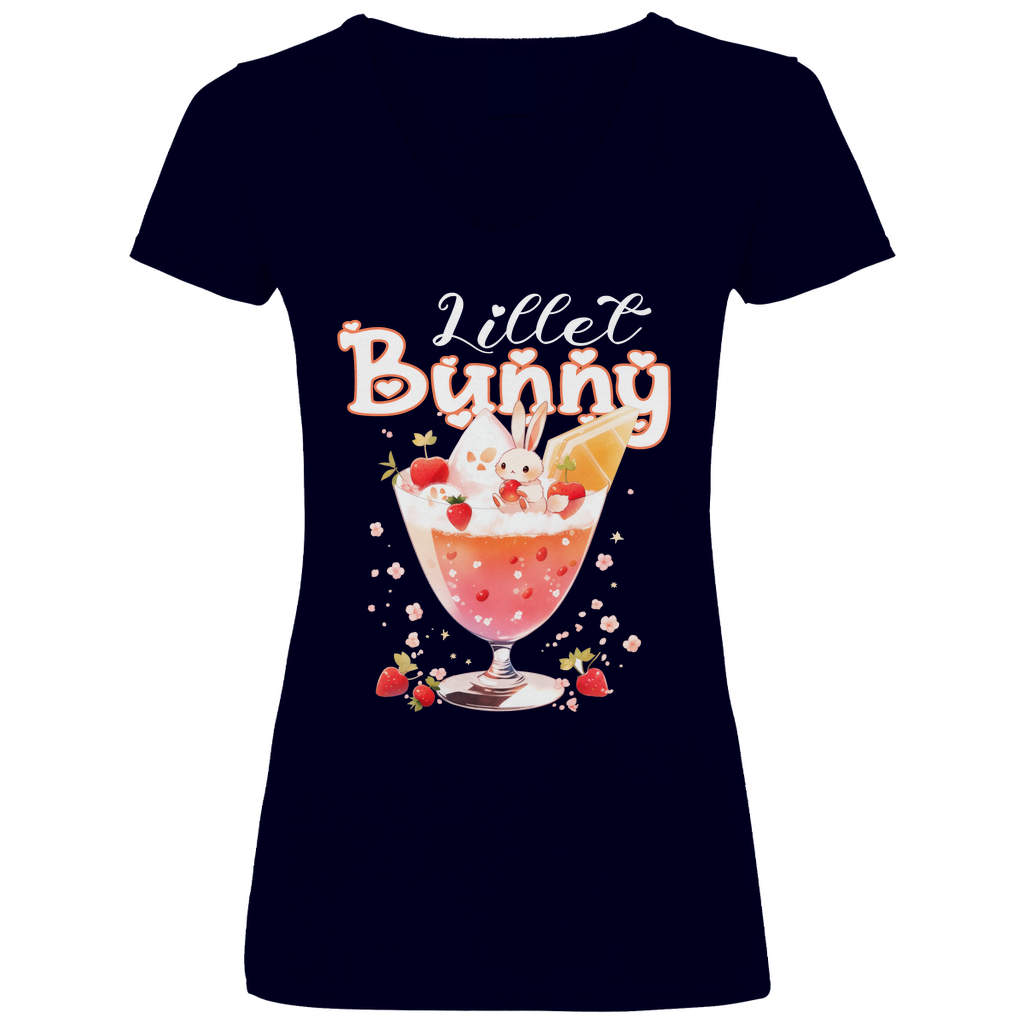 Lillet Bunny Hase - V-Neck Damenshirt Deep Navy