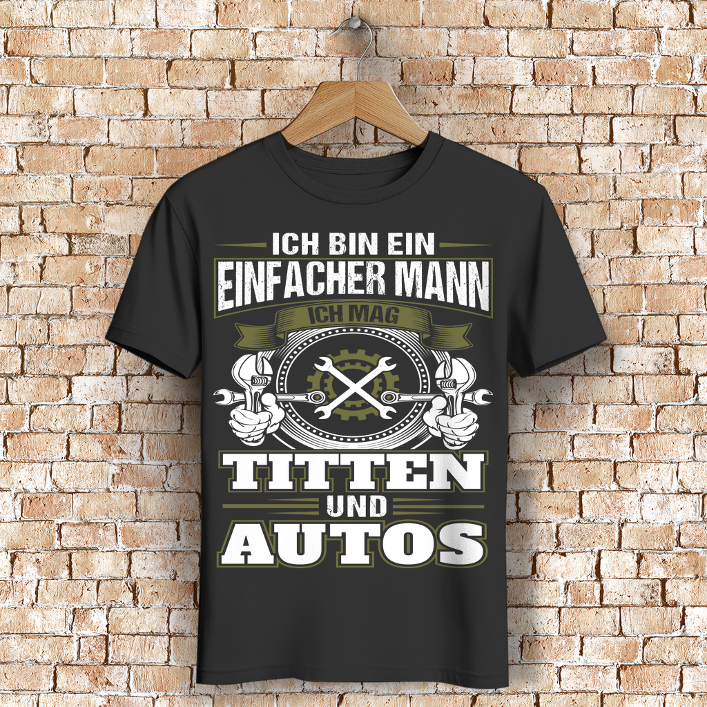 Lustiges Auto Shirt Männer – Ich mag Titten und Autos – Mechaniker Spruch