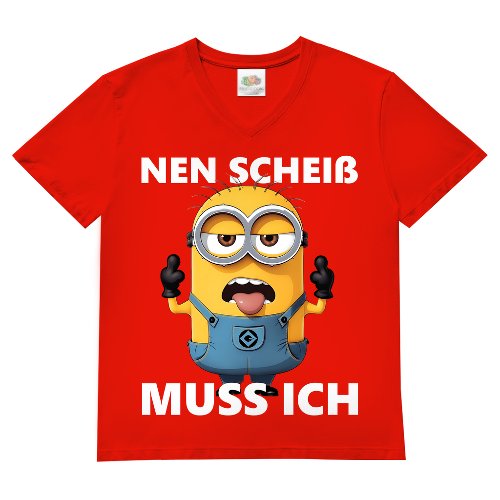 Herren V-Neck T-Shirt Nen Scheiß Muss Ich Minion