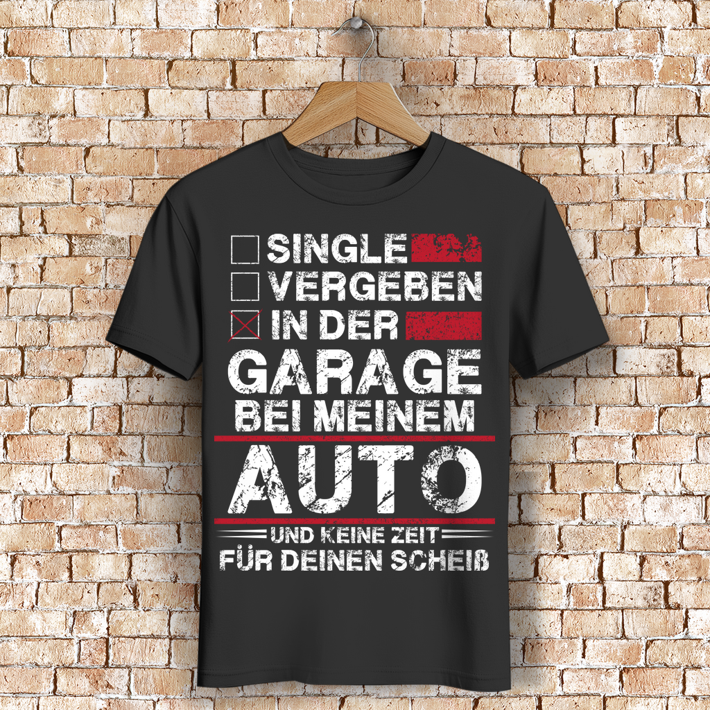 Beziehungsstatus Garage – Lustiges Auto Shirt für Männer – Schrauber Bio T-Shirt
