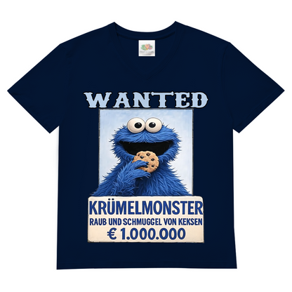 Wanted Krümelmonster Raub und Schmuggel von Keksen - Herren V-Neck T-Shirt Navy