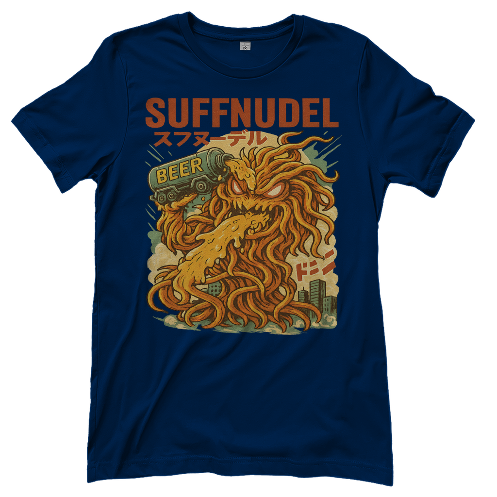 Suffnudel Bier Monster Nudel Kaiju - Damen T-Shirt Navy