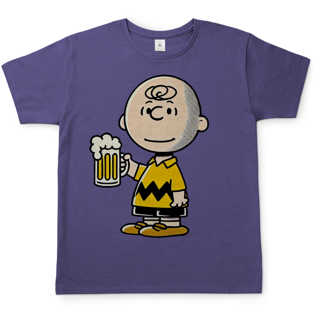 Charly Brown mit Bier - Die Peanuts - Herren Shirt Millennial Lilac