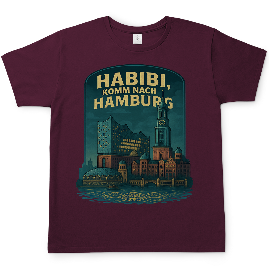 Habibi komm nach Hamburg - Herren T-Shirt Burgundy
