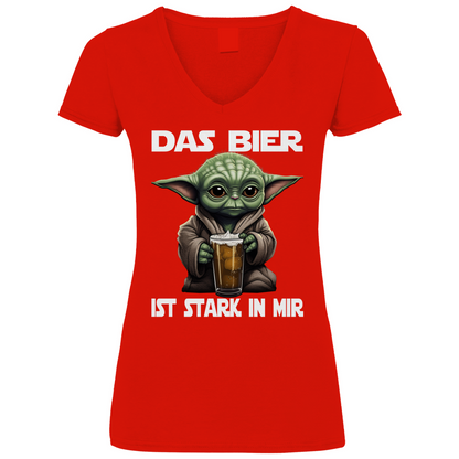 Das Bier ist stark in mir - Baby Yoda Grogu - V-Neck Damenshirt