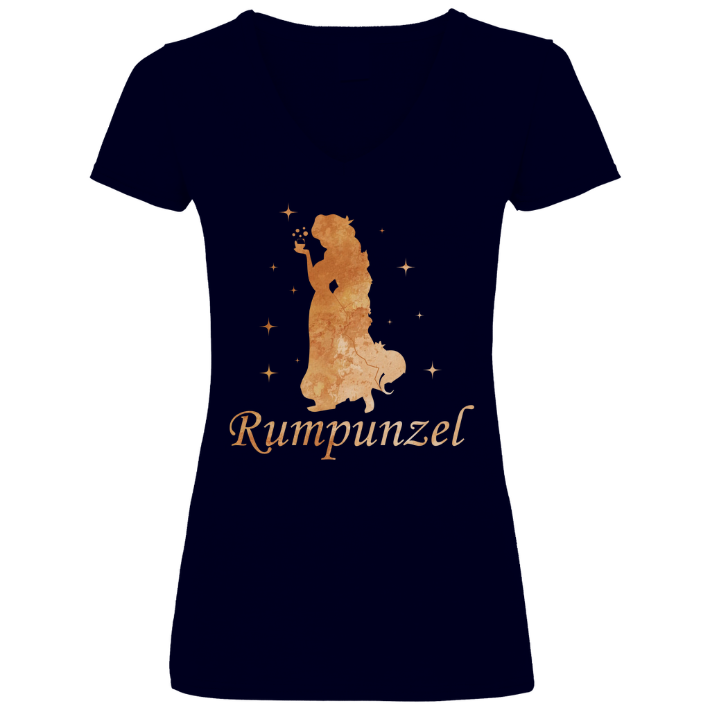 Rumpunzel - Prinzessin Aquarell - V-Neck Damenshirt Deep Navy