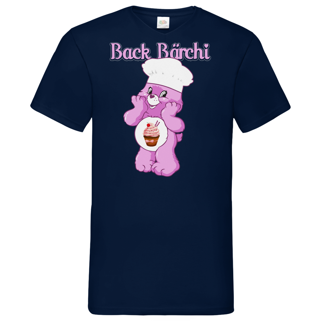 Back Bärchi - Glücksbärchi - Herren V-Neck Shirt Navy