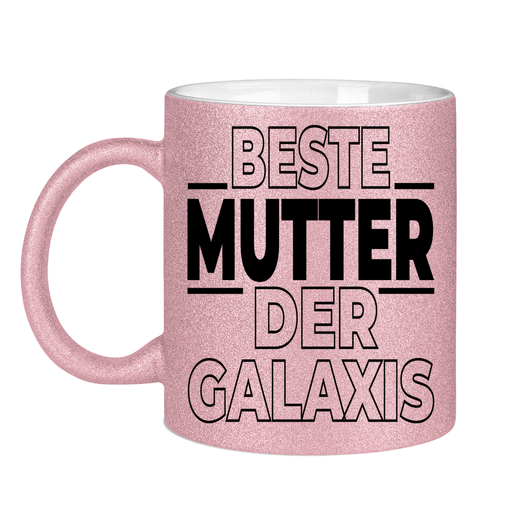 Beste Mutter der Galaxis - Glitzertasse Pink Glitter One size