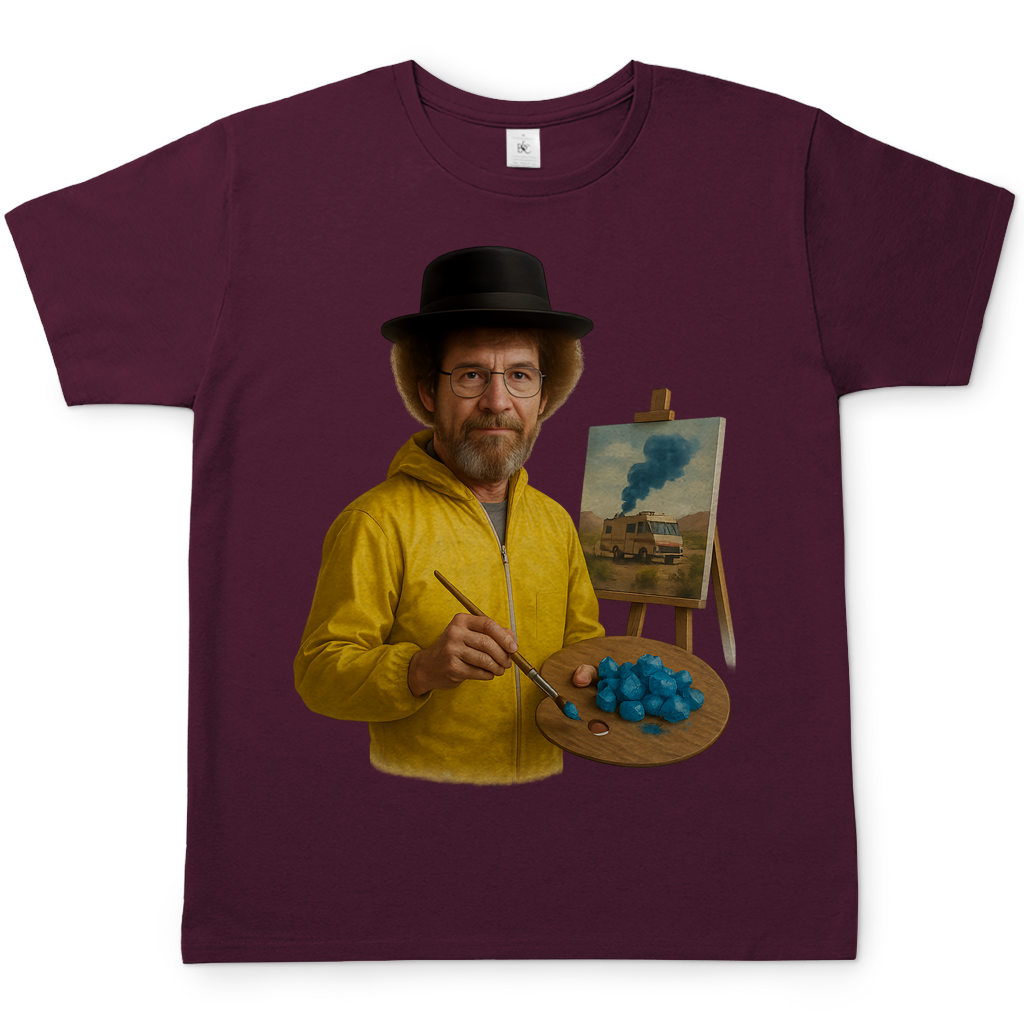Bob Ross x Walter White Breaking Bad Mashup - Herren T-Shirt Burgundy