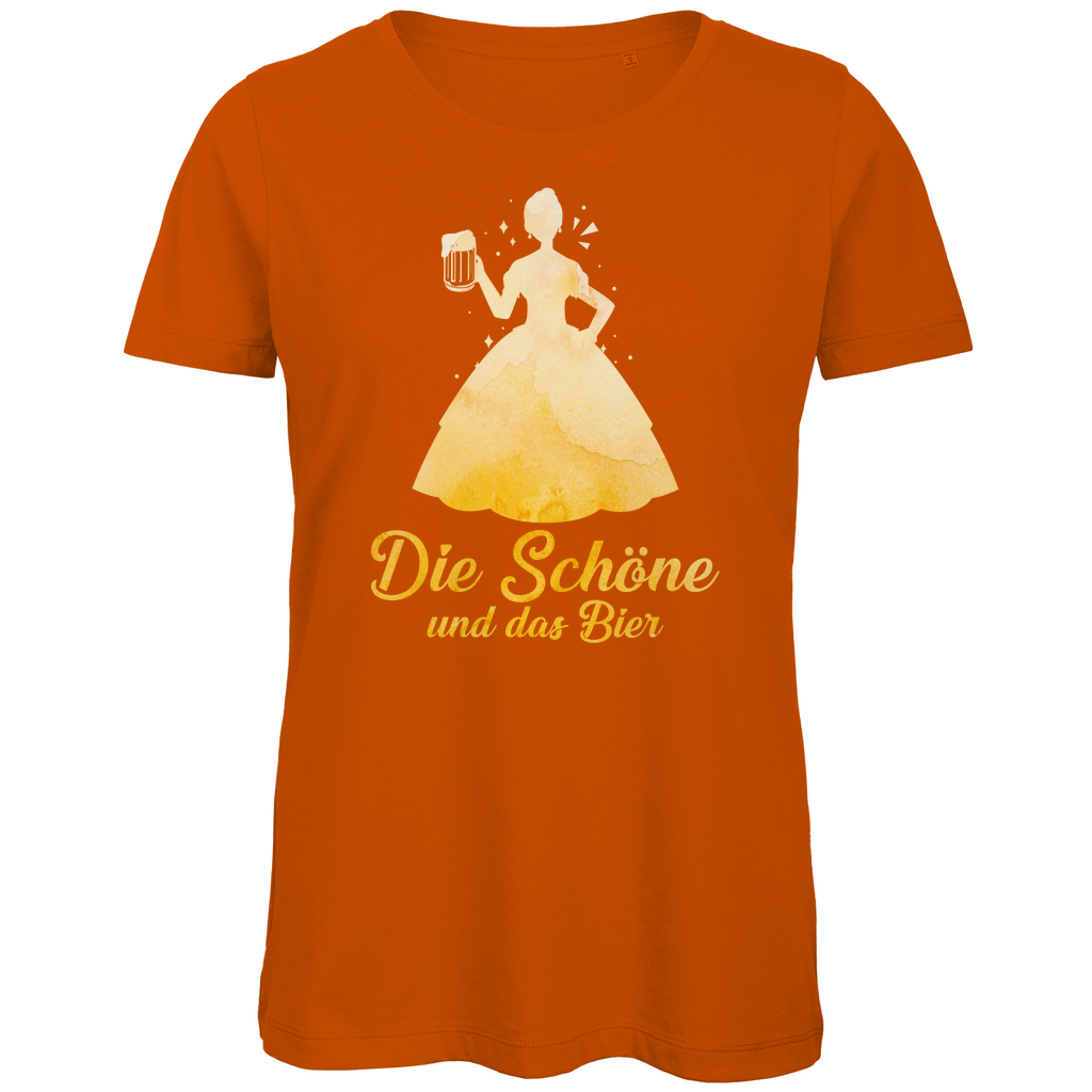 Die schöne und das Bier - Prinzessin Aquarell - Damen Premium Bio T-Shirt Urban Orange