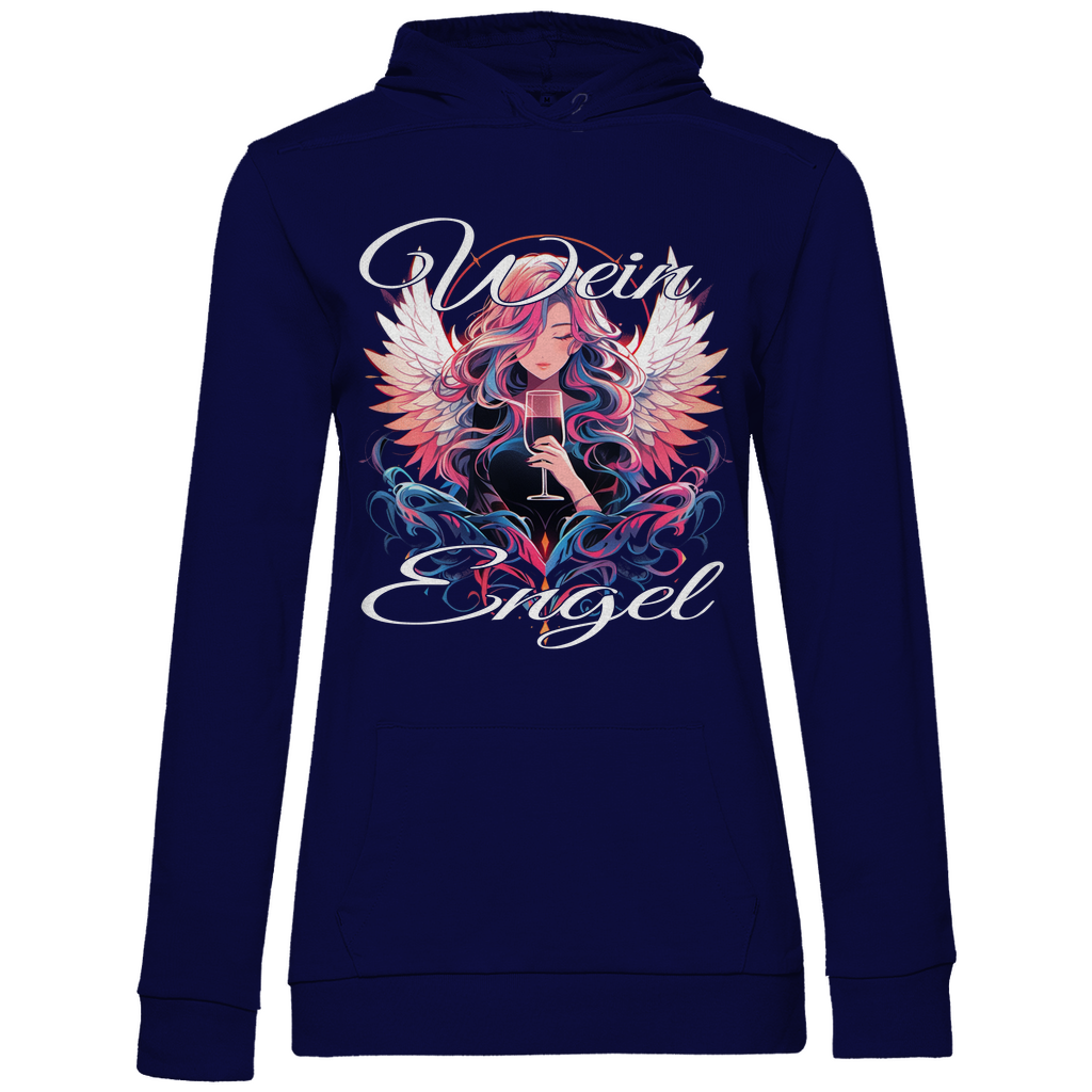 Wein Engel - Damen Hoodie Navy Blue