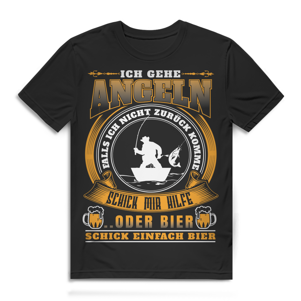 Herren T-Shirt Angeln falls nicht zurück schick einfach Bier Shirt Black