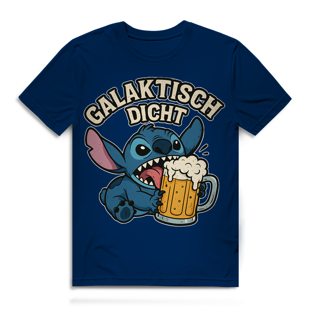 Stitch Galaktisch Dicht Bier Alien - Herren Premium Bio T-Shirt Navy