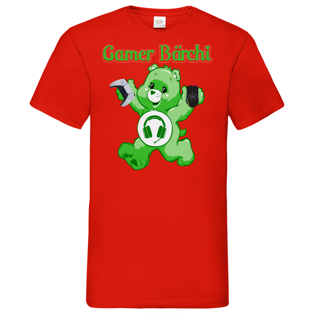 Gamer Bärchi - Glücksbärchi - Herren V-Neck Shirt Red
