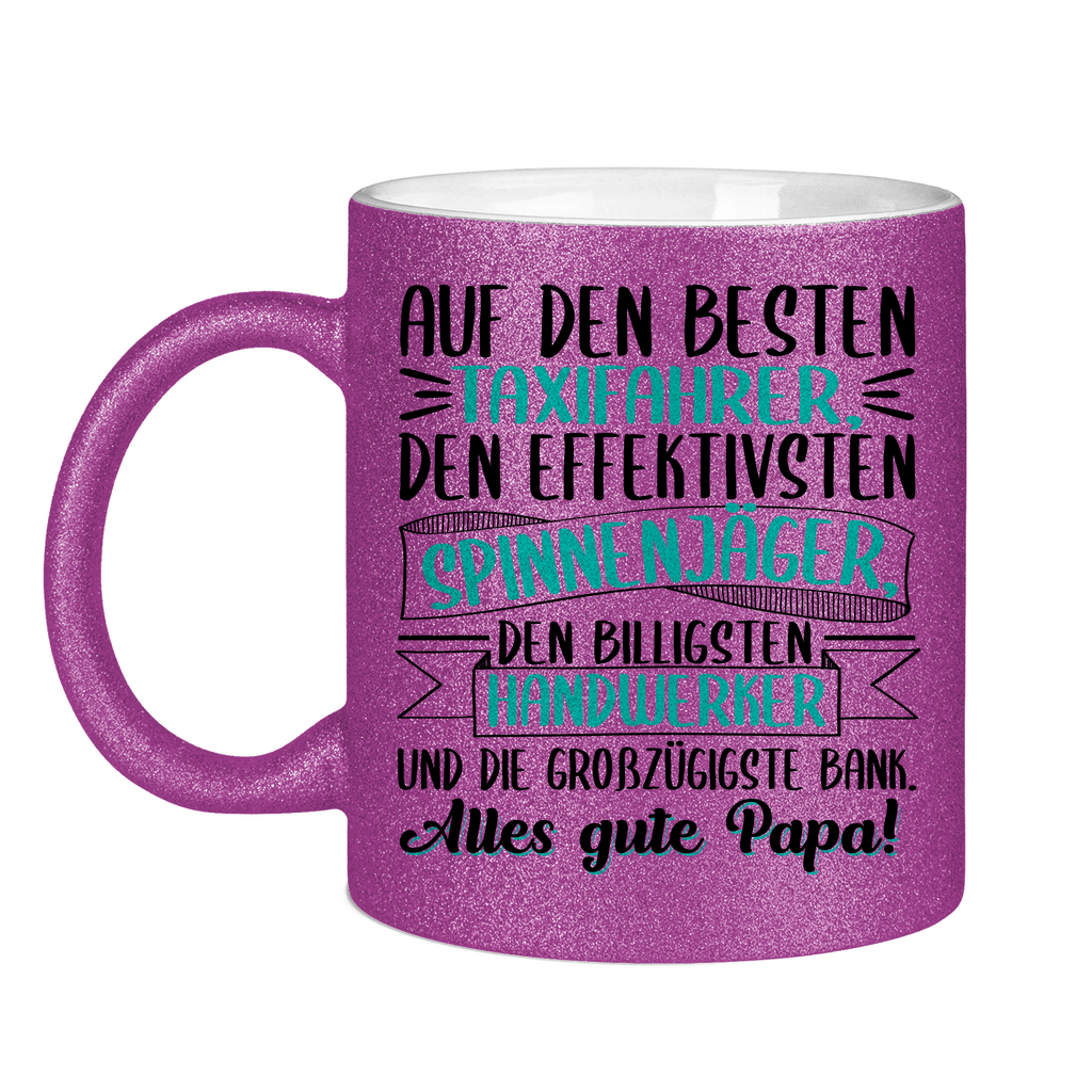Auf den besten. Alles gute Papa! - Glitzertasse Purple Glitter One size