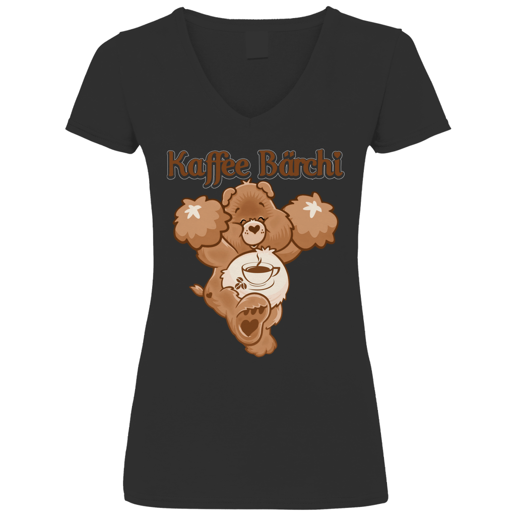 Kaffee Bärchi - Glücksbärchi - V-Neck Damenshirt