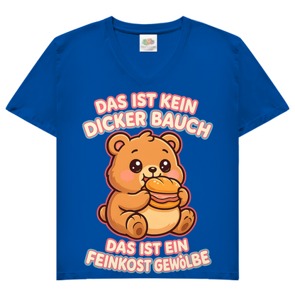 Damen V-Neck T-Shirt Das Ist Kein Dicker Bauch Das Ist Ein Feinkost Gewölbe Teddybär Royal Blue
