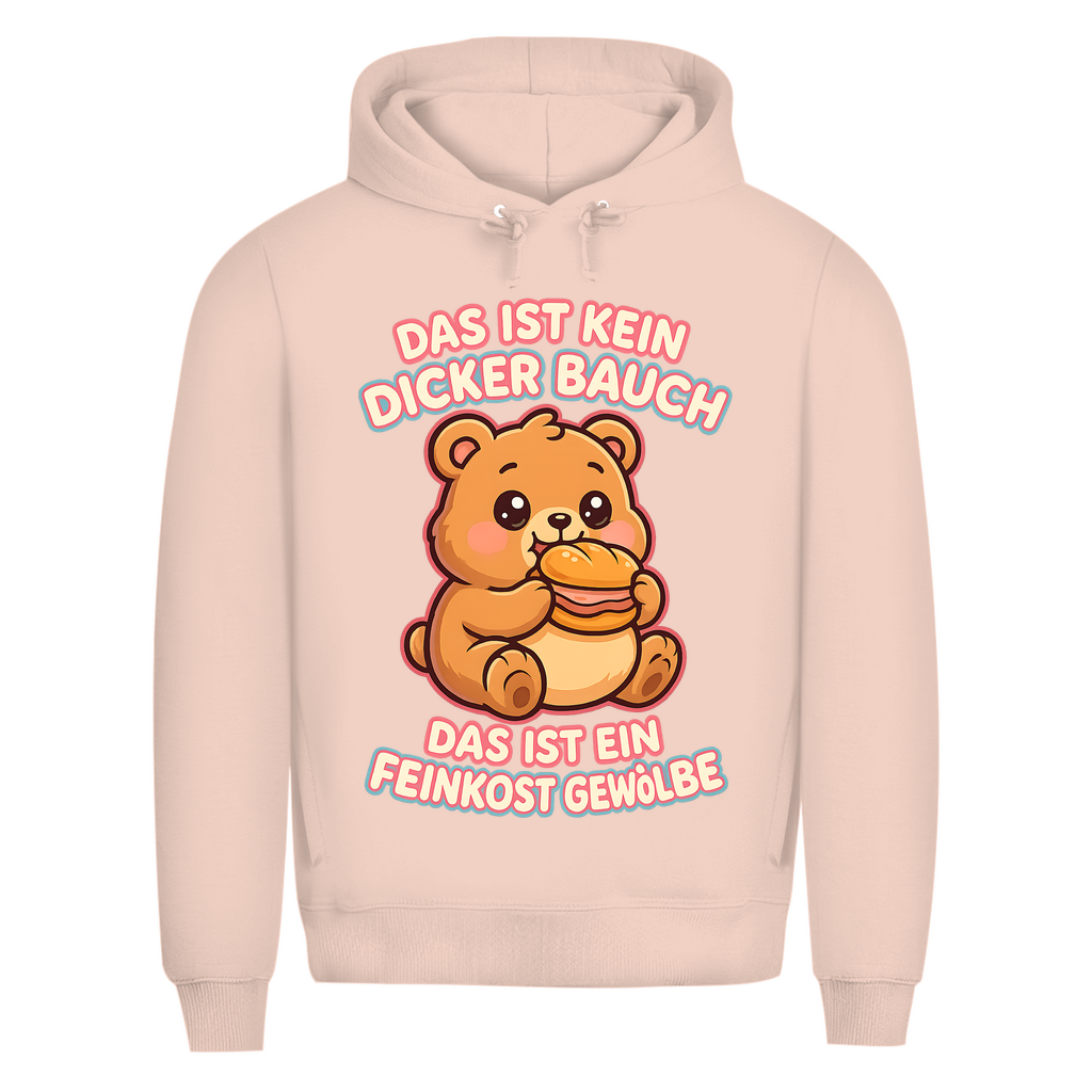 Herren Premium Bio Hoodie Das Ist Kein Dicker Bauch Das Ist Ein Feinkost Gewölbe Teddybär Soft Rose