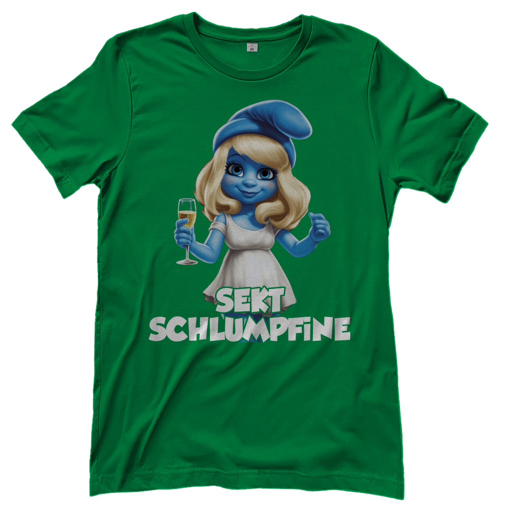 Sekt Schlumpfine Grafik - Damenshirt Kelly Green