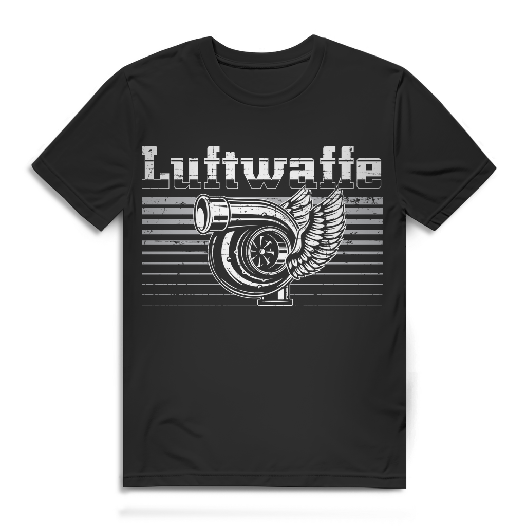 Herren T-Shirt Turbo Luftwaffe Tuner Bio Baumwolle Tuning Black