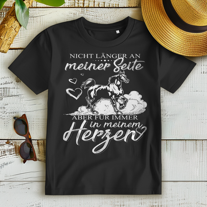 Gedenk T-Shirt Damen – Mein Pferd für immer im Herzen – Trauer Reiterin