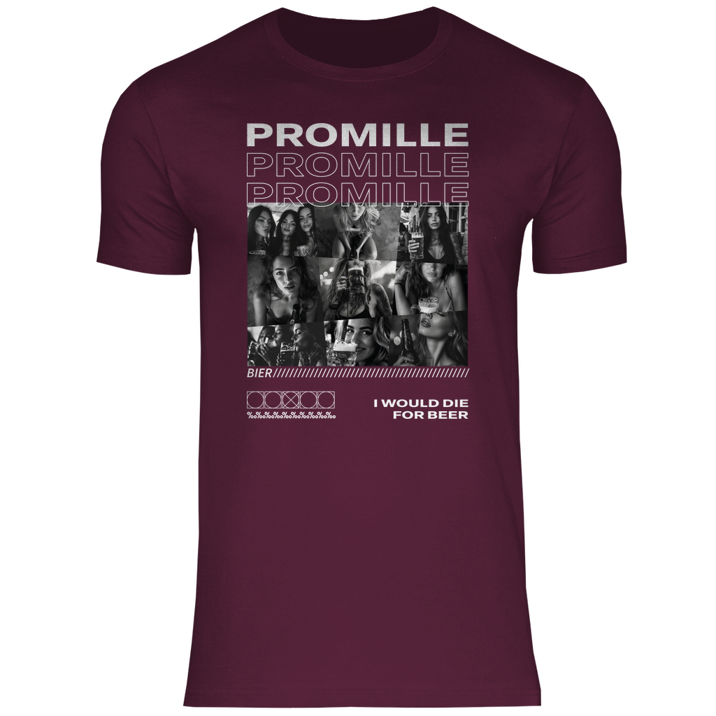 Promille Bier i would die for beer - Herren Shirt Burgundy