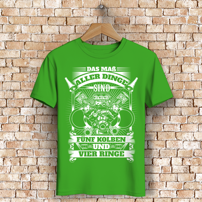 Fünfzylinder Herren Shirt – Männer T-Shirt mit Kolben-Motiv und 4 Ringen