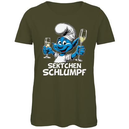 Sektchen Schlumpf Grafik - Damen Premium Bio T-Shirt Khaki