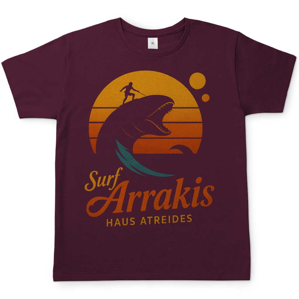 Surf Arrakis Sandwurm Retro Vintage Dune Haus Atreides - Herren T-Shirt Burgundy