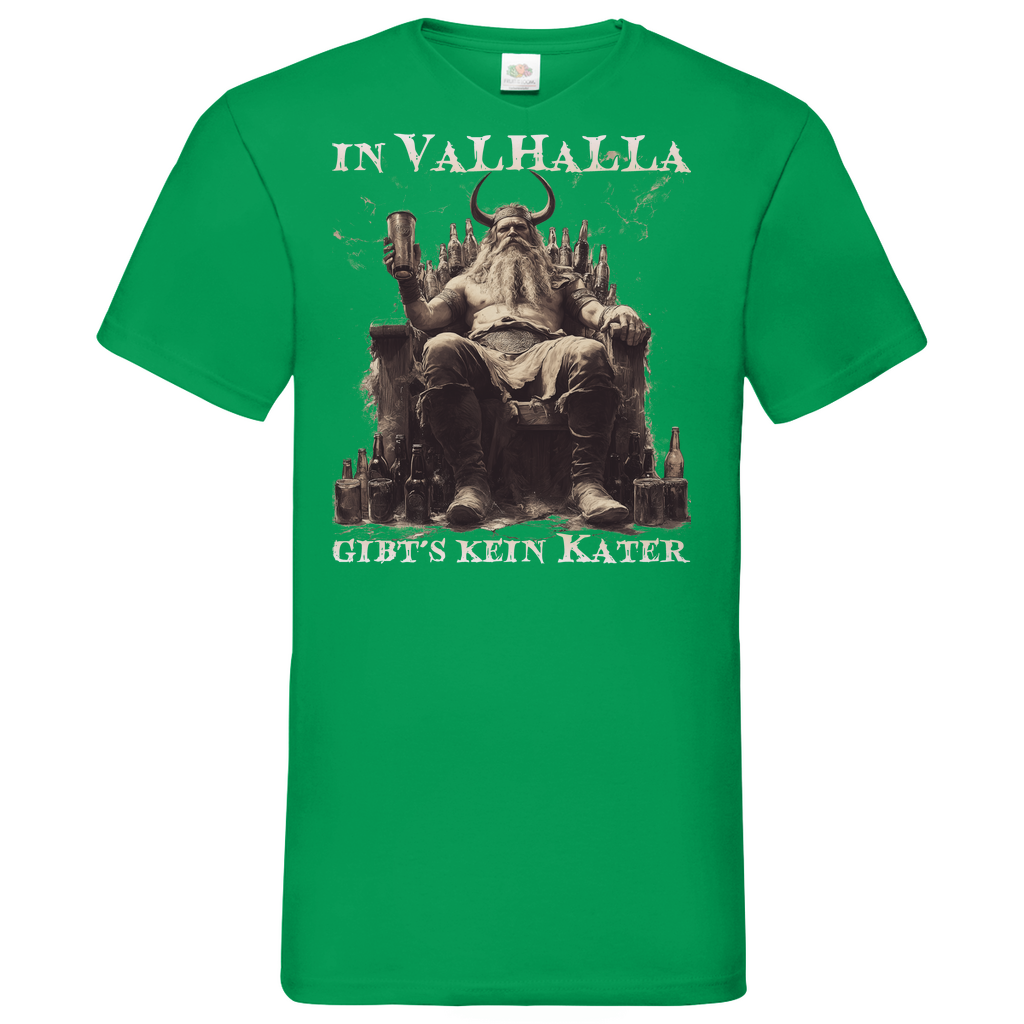 In Valhalla gibt´s kein Kater - Herren V-Neck Shirt Kelly Green