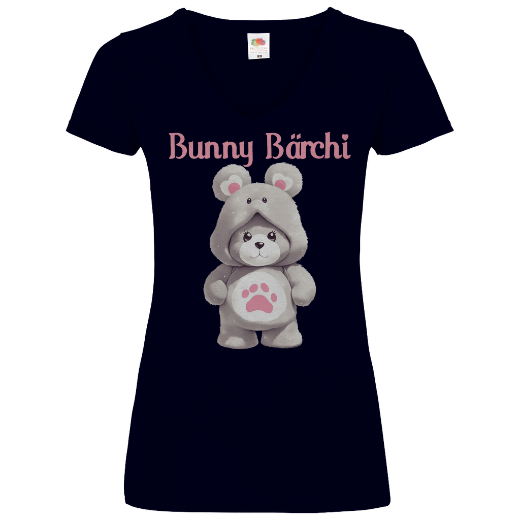 Bunny Bärchi - Glücksbärchi - V-Neck Damenshirt Deep Navy