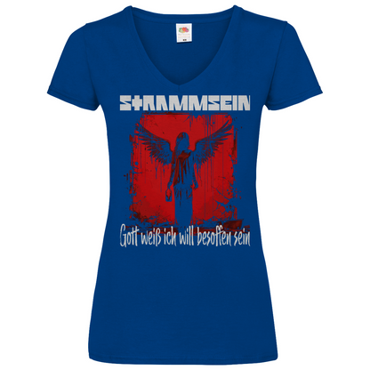 Strammsein Gott weiß ich will besoffen sein - V-Neck Damenshirt Royal Blue