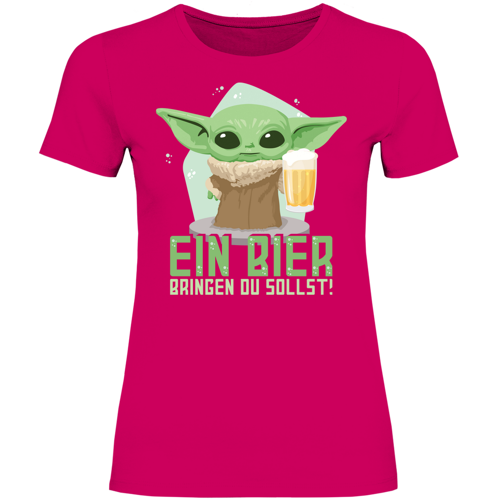 Ein Bier bringen du sollst Baby Yoda Grogu - Damenshirt