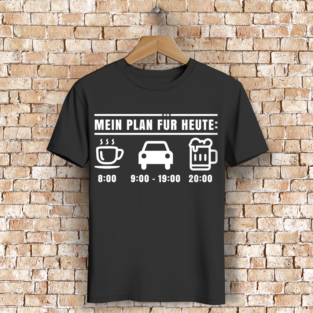 Kaffee Auto Bier Shirt Männer – Plan für heute – Autoenthusiasten T-Shirt