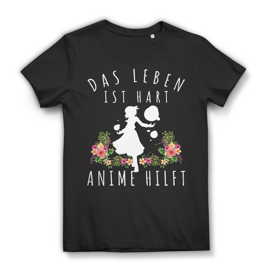 Damen T-Shirt „Das Leben ist hart Anime hilft“ – Feminines Manga-Design Black