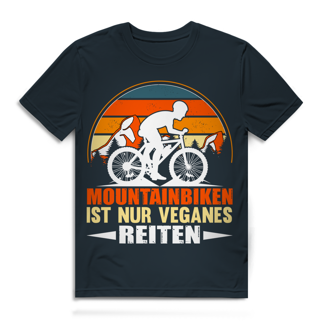 Lustiges Herren Bio T-Shirt Mountainbiken ist nur veganes Reiten Spruch MTB