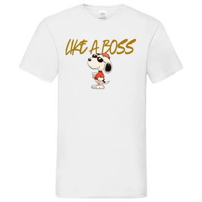 Peanuts Snoopy mit Bier Like a Boss - Herren V-Neck Shirt