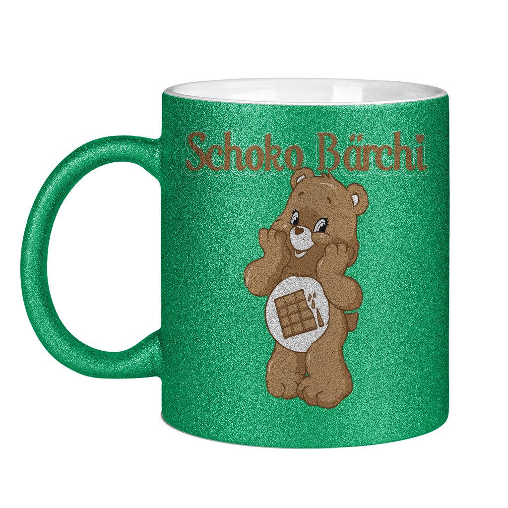 Schoko Bärchi - Glücksbärchi - Glitzertasse Green Glitter One size