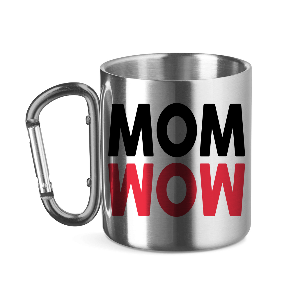 MOM WOW - Edelstahltasse mit Karabinergriff Silver 320 ml