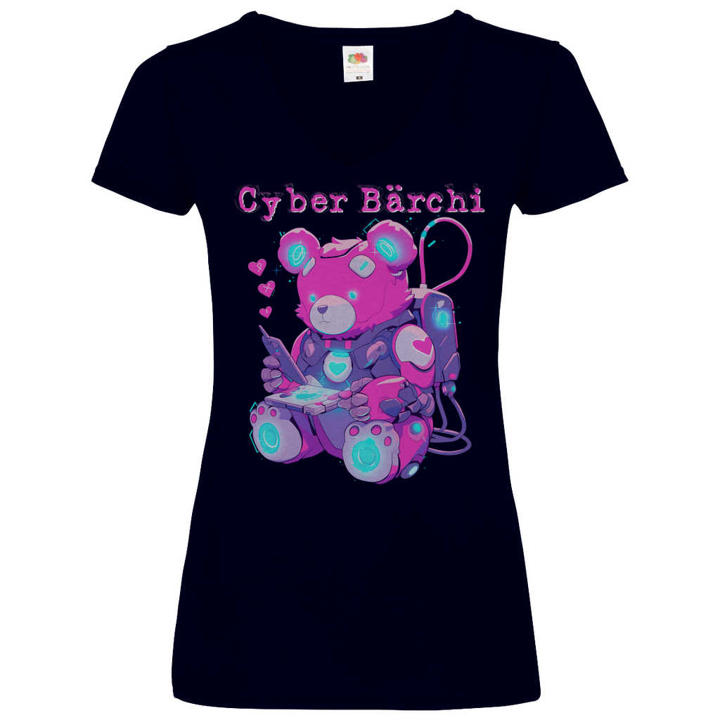 Cyber Bärchi - Glücksbärchi - V-Neck Damenshirt