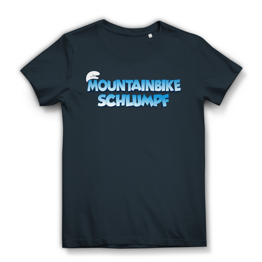 Damen MTB Shirt Mountainbike Schlumpf Fun Fahrrad Spruch Bio Baumwolle Dark Grey
