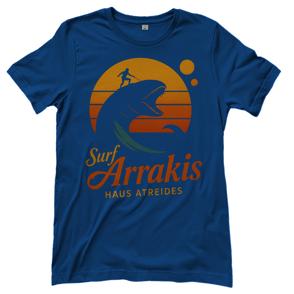Surf Arrakis Sandwurm Retro Vintage Dune Haus Atreides - Damen T-Shirt Royal Blue