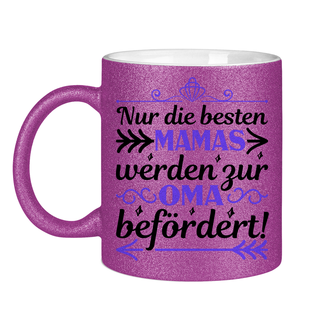 Nur die besten Mamas werden zur Oma befördert! - Glitzertasse Purple Glitter One size