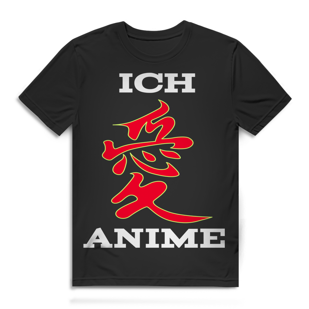 Anime Shirt Herren – Ich liebe Anime Kanji Design – Japan Fan T-Shirt Geschenk Black
